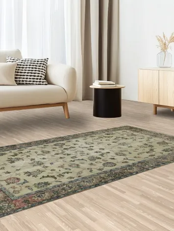 Sophisticated Heritage with Timeless Floral Turkish Vintage Rug 4x7