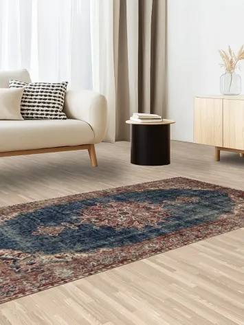 Old Distressed Wool Anatolian Turkish Area Rug 4x7