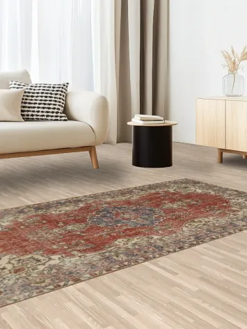 Distressed Anatolian Turkish Vintage Wool Area Rug 4x7