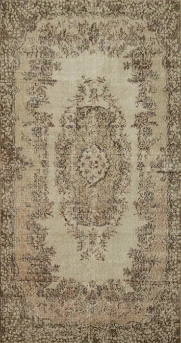 Antique-Style Vintage Turkish Floral Rug 4x7