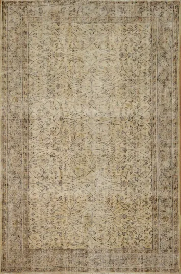 All Over Wool Vintage Distressed Turkish Area Rug 6x9