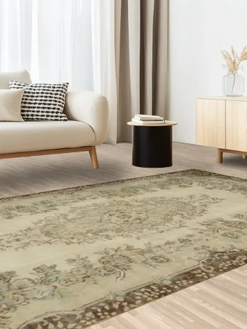 Floral Vintage Distressed Wool Area Rug 6x9