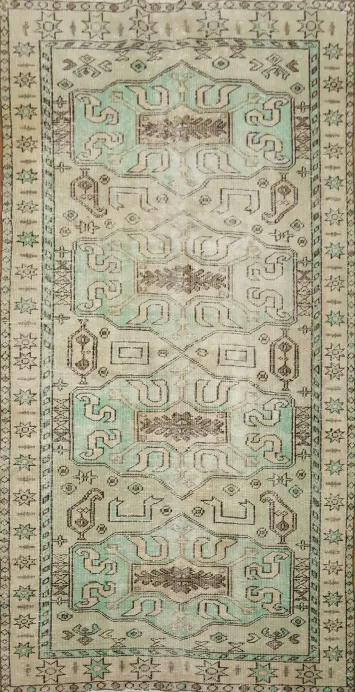 Vintage Distressed Anatolian Turkish Area Rug 5x9