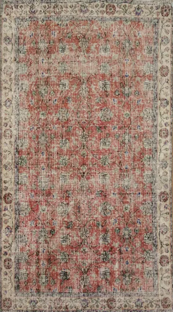 Vintage Distressed Anatolian Turkish Area Rug 4x7