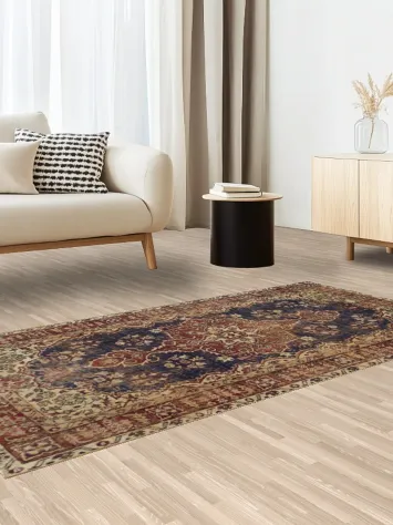 Medallion Vintage Wool Distressed Turkish Area Rug 4x7