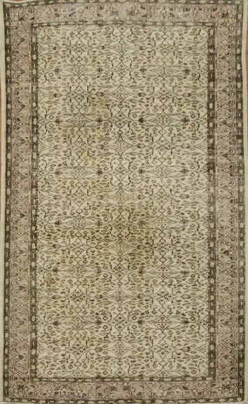 Vintage Elegance: Luxurious Beige and Brown Patterned Rug 6x9