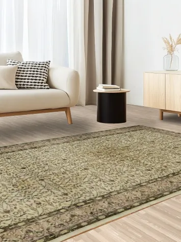 Vintage Elegance: Luxurious Beige and Brown Patterned Rug 6x9