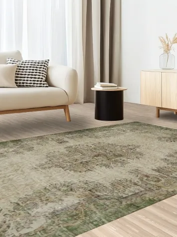 Distressed Timeless Charm Rug with Floral Medallions 6x9