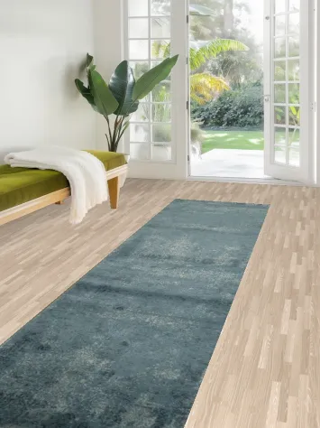 Sophisticated Long Runner Rug in Timeless Blue Shades