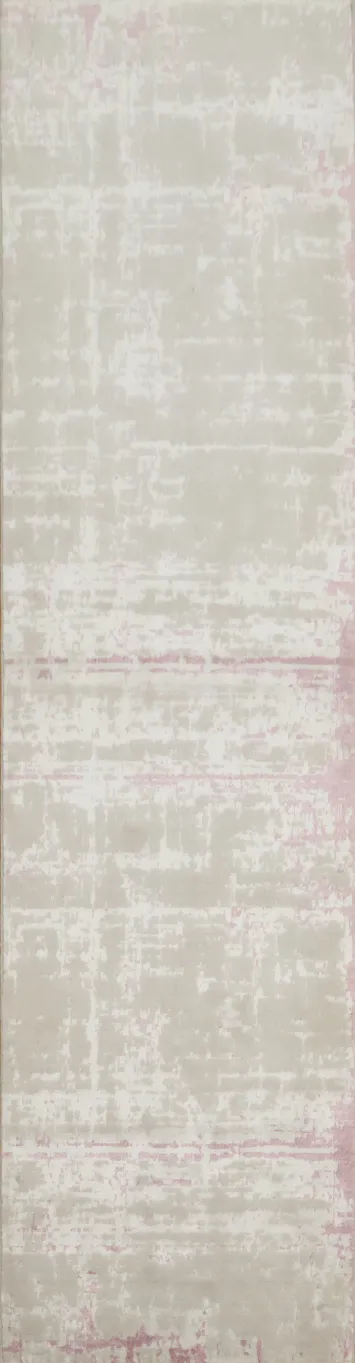 Elegant Beige Runner Rug with Subtle Pink Accents 3x10