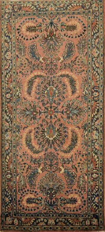 All Over Floral Wool Sarouk Persian Rug 2x4