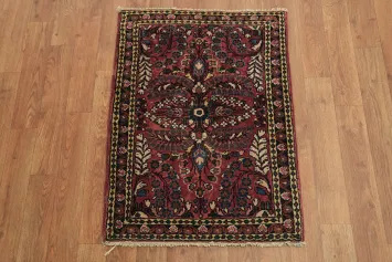 Floral Wool Sarouk Persian Rug 2x3