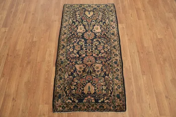 Outstanding Blue Persian Wool Floral Sarouk Rug 2x4