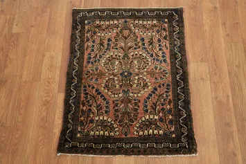 Square Persian Wool Hand-Knotted Sarouk Rug 2x2