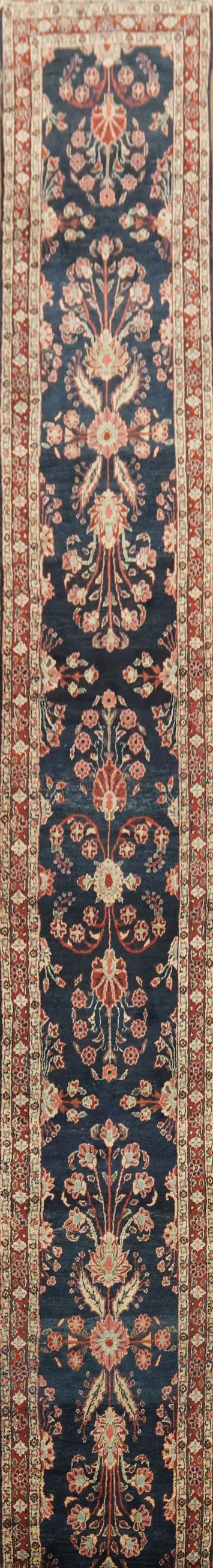 Palace Size Vegetable Dye Pre-1900 Antique Sultanabad Persian Runner Rug 3x20