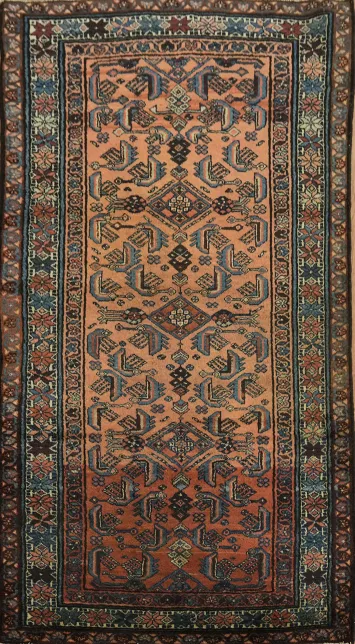 Vegetable Dye Vintage Geometric Wool Malayer Persian Rug 3x6