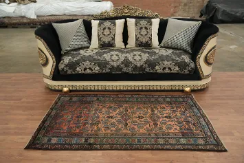 Vegetable Dye Vintage Geometric Wool Malayer Persian Rug 3x6