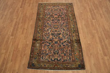 Vintage Vegetable Dye Wool Floral Malayer Persian Runner Rug 3x7