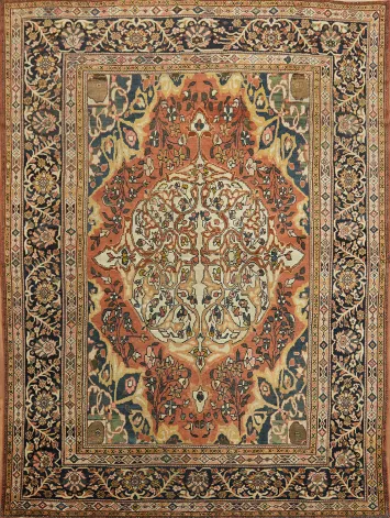 Vegetable Dye Pre-1900 Antique Mahal Sultanabad Persian Large Rug 10x14