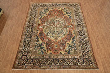 Vegetable Dye Pre-1900 Antique Mahal Sultanabad Persian Large Rug 10x14