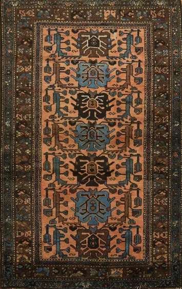 Old Wool Geometric Malayer Persian Rug 4x6