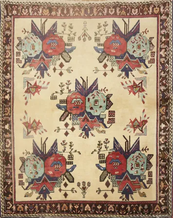 Decorative Geometric Sirjan Persian Rug 4x5