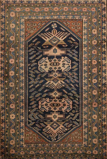 Vegetable Dye Semi Antique Geometric Malayer Persian Rug 5x7