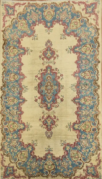 Vintage Top Quality Floral Wool Kerman Persian Rug 4x7