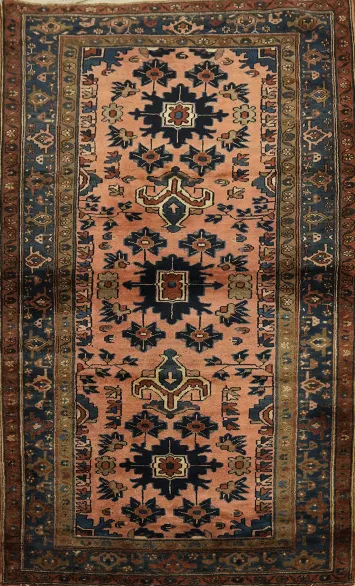 Vintage Geometric Wool Malayer Persian Rug 4x6