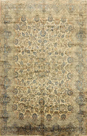 Palace Size Floral Wool Kerman Persian Large Rug 11x18