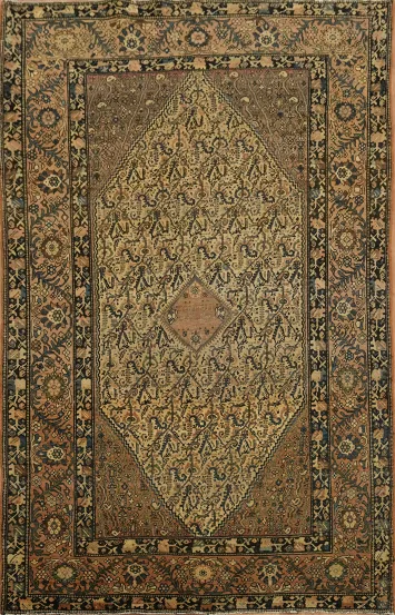 Pre-1900 Antique Wool Sarouk Farahan Persian Rug 4x6