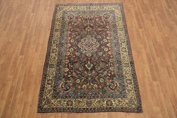 Antique Fine Vegetable Dye Wool Isfahan Persian Rug 4x7