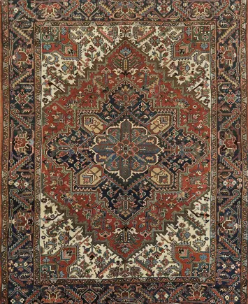 Geometric Wool Heriz Persian Area Rug 8x10