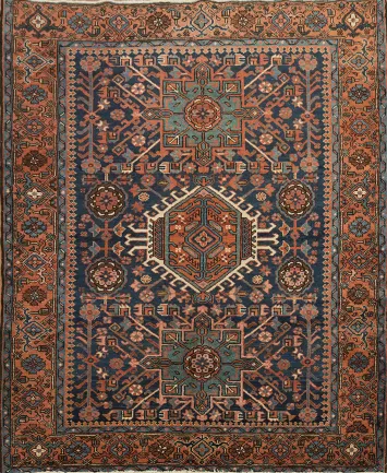 GhazalehBlue Wool Persian Rug 5x6