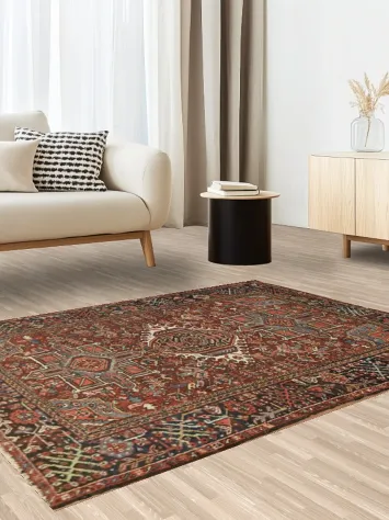 Wool Geometric Wool Gharajeh Persian Rug 5x6