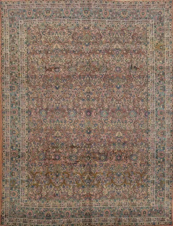 Antique Vegetable Dye Wool Kerman Persian Area Rug 9x11