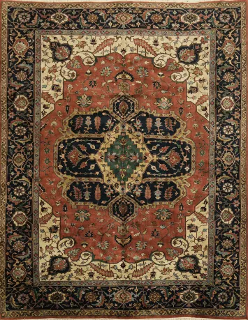 Geometric Wool Heriz Oriental Area Rug 9x12