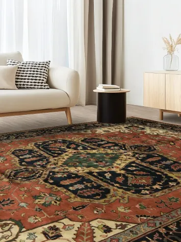 Geometric Wool Heriz Oriental Area Rug 9x12