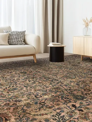 Pre-1900 Antique Vegetable Dye Wool Mashad Persian Rug 13x20