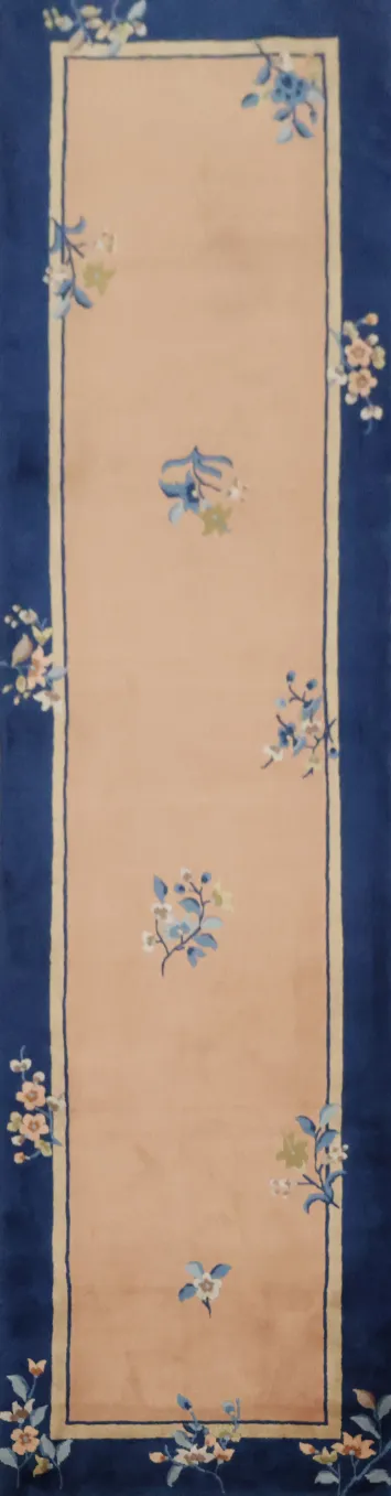 Art Deco Chinese Wool Runner Rug 3x11