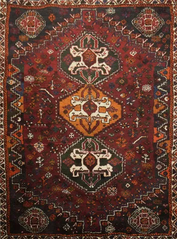 Tribal Wool Qashqai Persian Rug 4x5