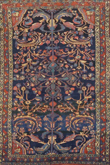 Antique Lilian Persian Wool Floral Rug 5x7