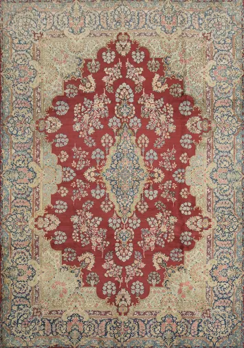 Wool Kerman Persian Large Rug 10x14