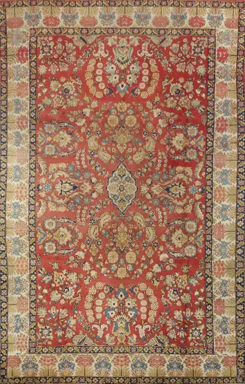 All Over Floral Wool Tabriz Persian Area Rug 7x10