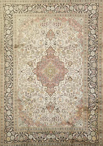 Vintage Silk Floral Kashmir Oriental Area Rug 7x10