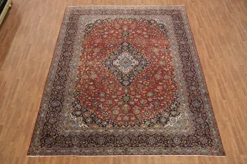 Vintage Wool Kashan Persian Area Rug 10x13