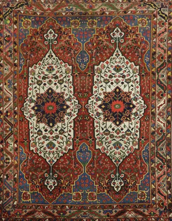 Antique Vegetable Dye Floral Wool Bakhtiari Persian Large Rug 11x14