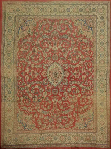 Vintage Floral Wool Mahal Persian Large Rug 10x14