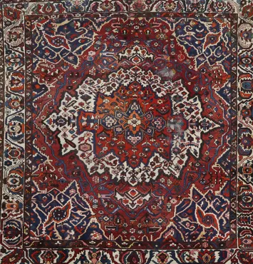 Geometric Vintage Wool Bakhtiari Persian Area Rug 10x11