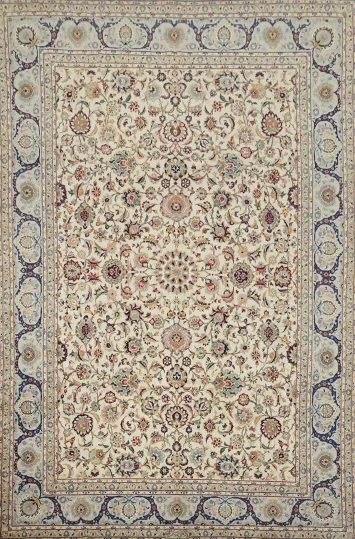 All Over SIGNED Wool Floral Kashan Persian Area Rug 9x13
